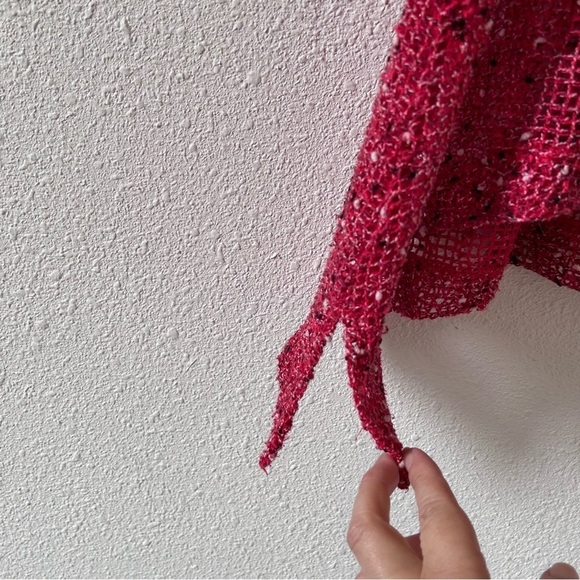 BLAIR Women’s Net Crochet Top Large Red See Through Boho Cover Up Beach Vacation - Picture 8 of 13